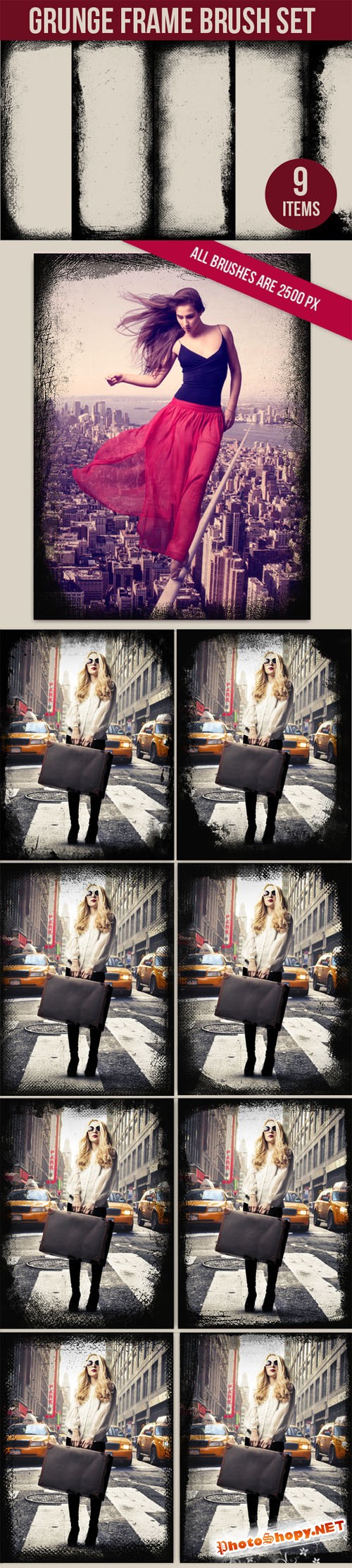 Designtnt - Grunge Frames Photoshop Brushes