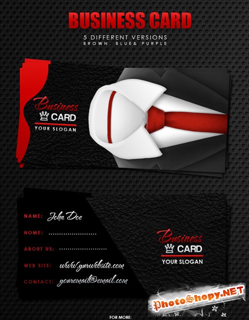 5 Differents Business Cards PSD Template