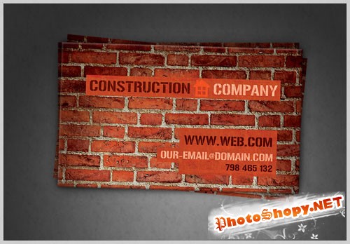 Construction Company Business Card PSD Template