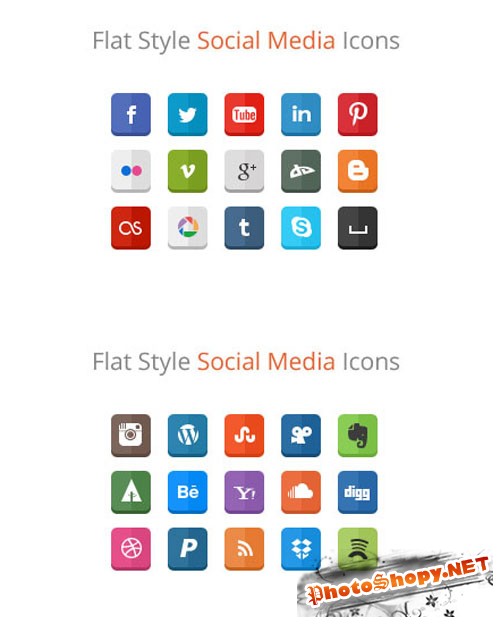 WeGraphics - 30 Flat Style Social Media Icons