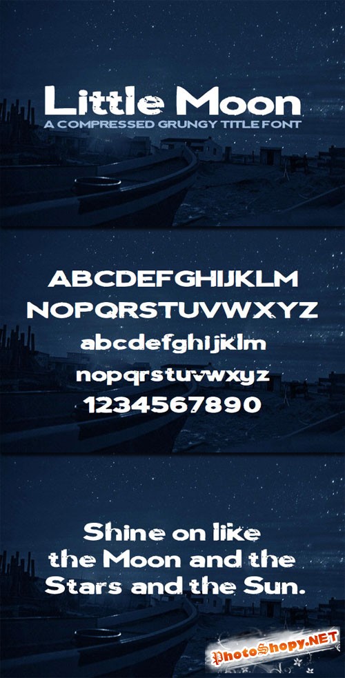 WeGraphics - Little Moon - A Compressed Grunge Title Font