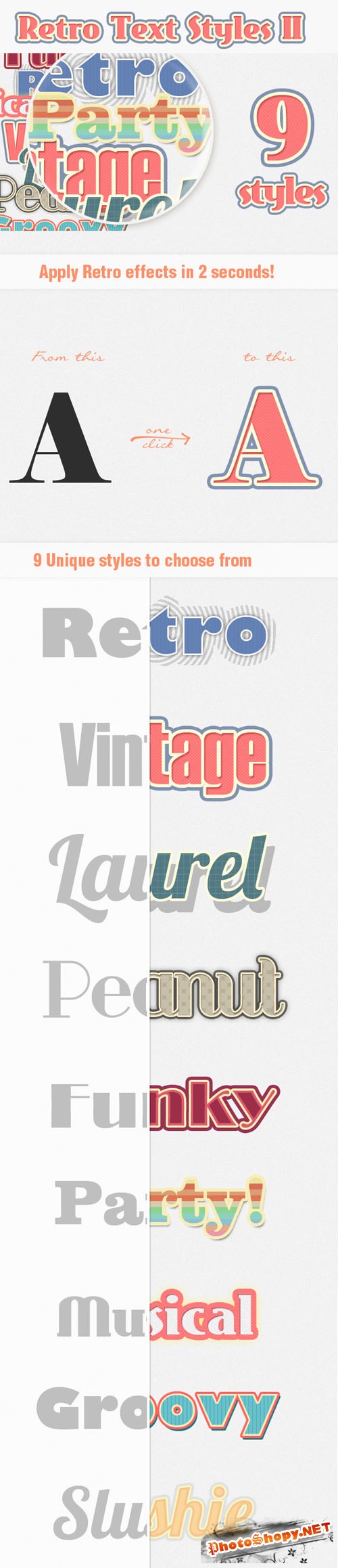 Designtnt - Retro Text Styles Set 2