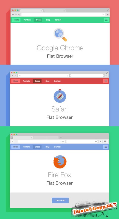 Pixeden - Flat Psd Browsers Set