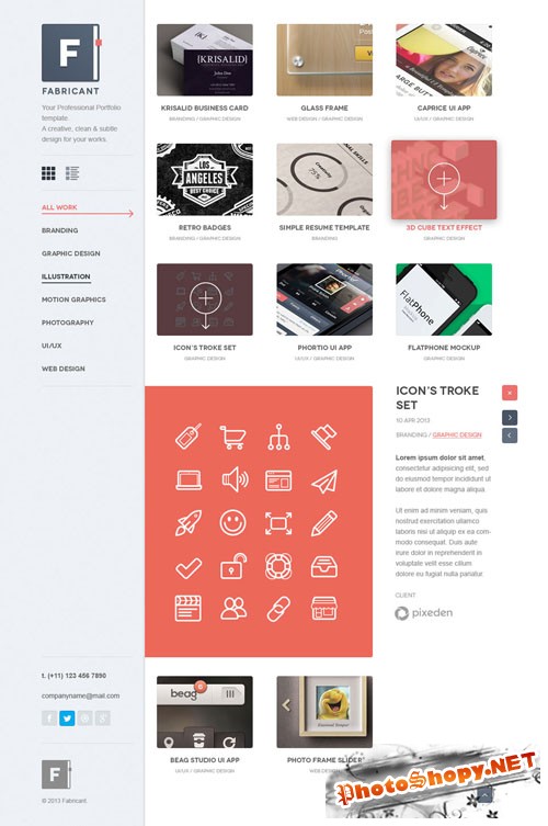 Pixeden - Fabricant Psd Portfolio Template