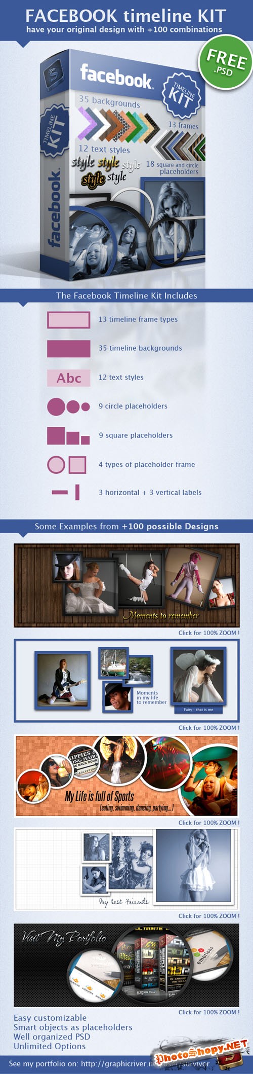 Facebook Timeline Kit PSD Template