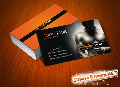 Power Hub Gym Business Card PSD Template