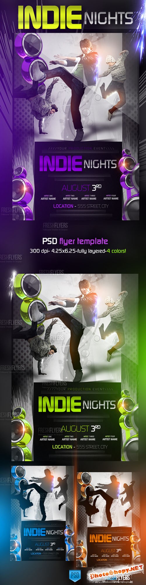 Indie Nights Party Flyer/Poster PSD Template