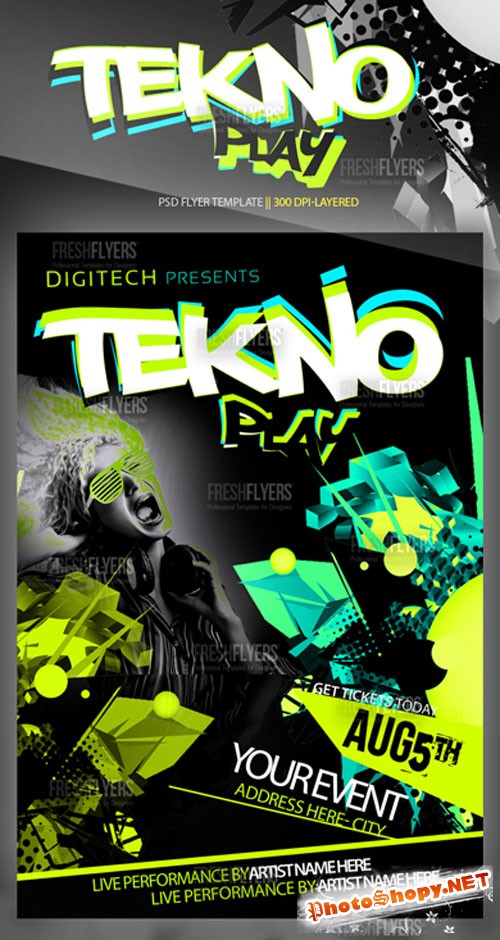 Tekno Play Flyer/Poster PSD Template