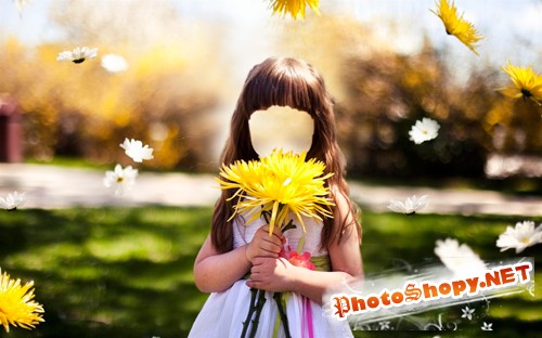 Шаблон для фотошопа  - Девочка с большим цветком