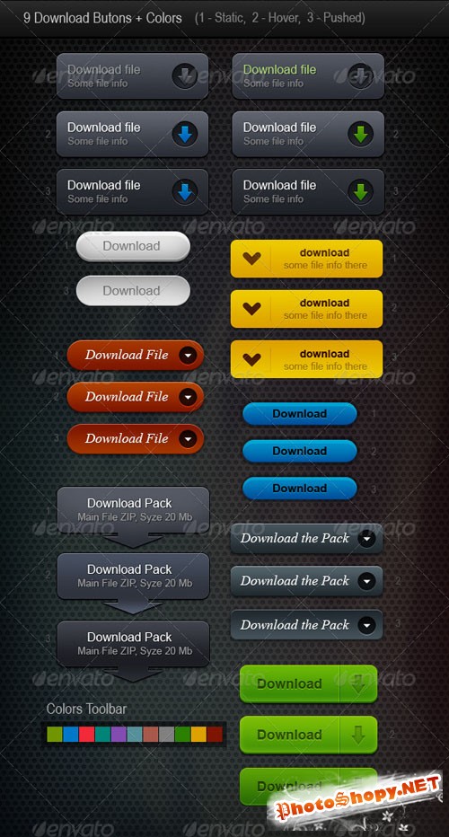GraphicRiver - 9 Web Buttons (Download Buttons) 140106