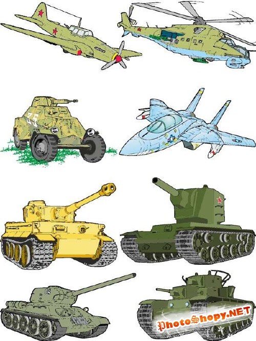 Военная техника (танки, авиация) в векторе