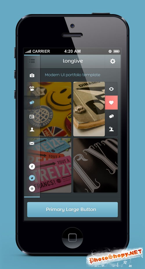 Pixeden - Longlive iPhone App UI Kit Psd