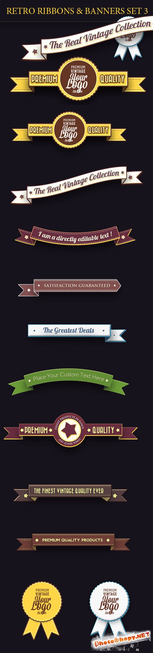 Designtnt - Retro Ribbons and Banners Set 3