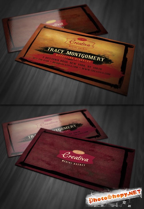 Grungy Business Card PSD Template