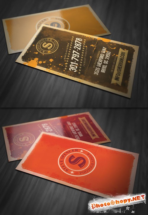 Grunge Splatter Business Card PSD Template 1