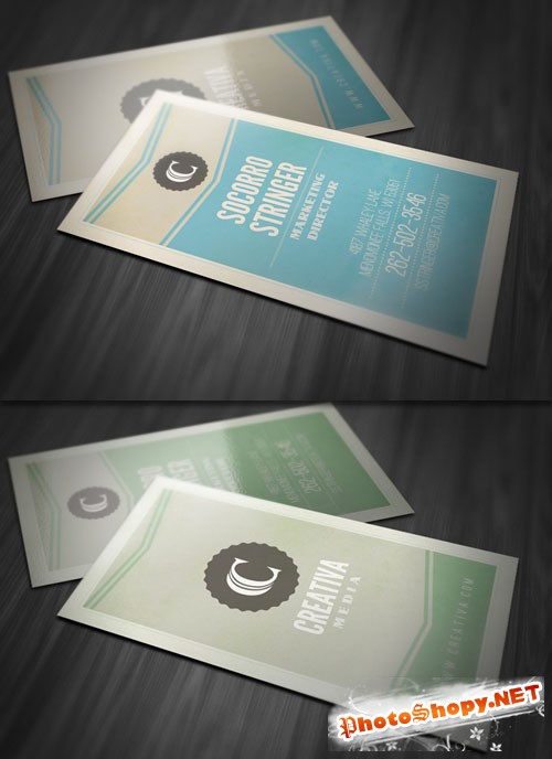 Vintage Vertical Business Card PSD Template