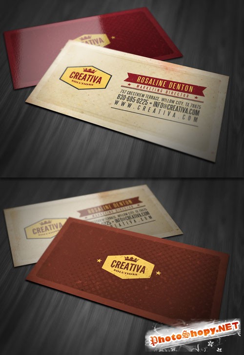 Retro Textured Business Card PSD Template