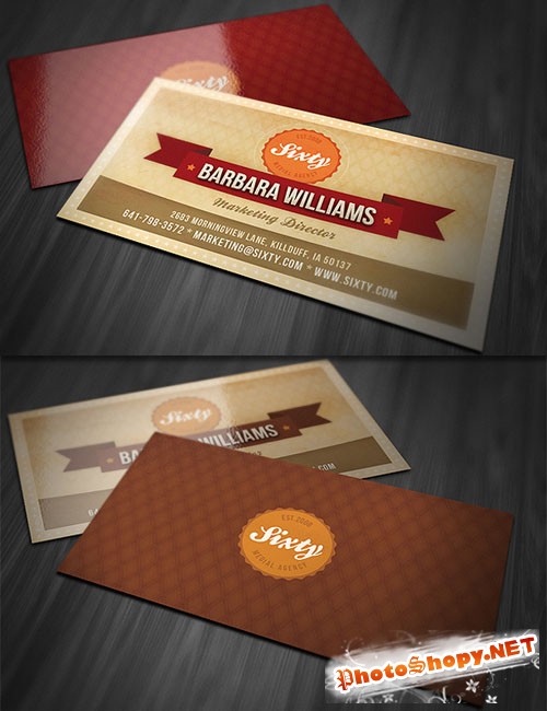 Retro-Style Business Card PSD Template