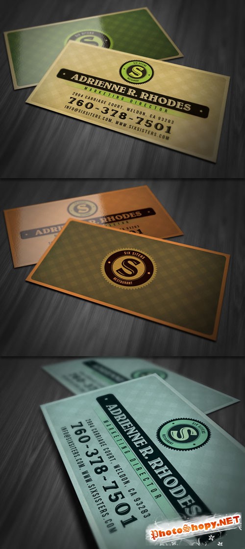 Retro Patterned Business Card PSD Template
