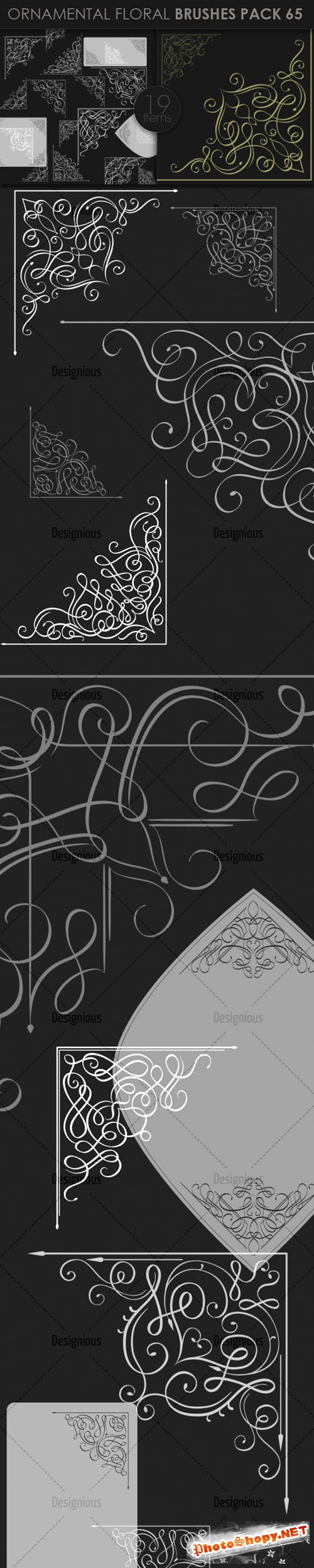 Ornamental Floral Photoshop Brushes Pack 65