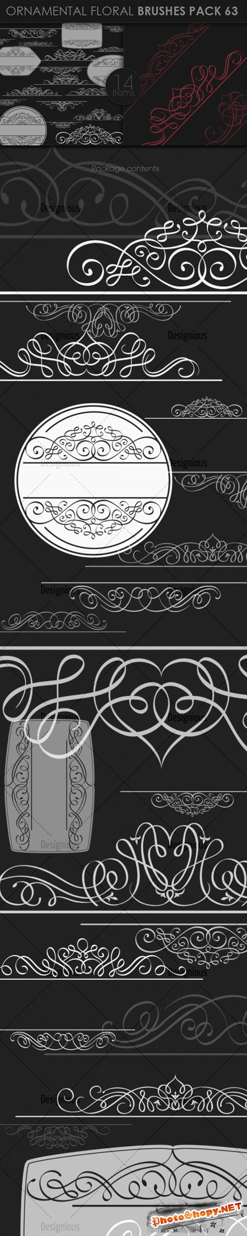 Ornamental Floral Photoshop Brushes Pack 63
