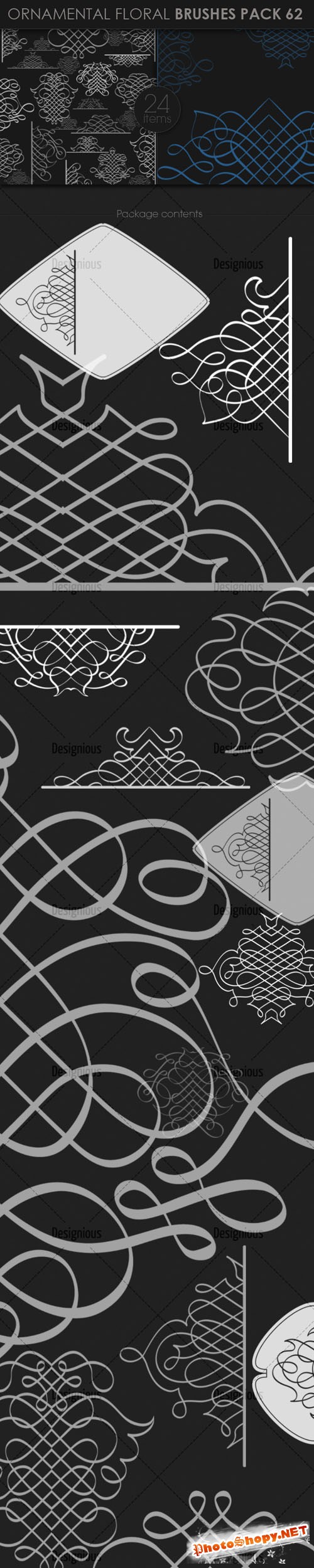 Ornamental Floral Photoshop Brushes Pack 62