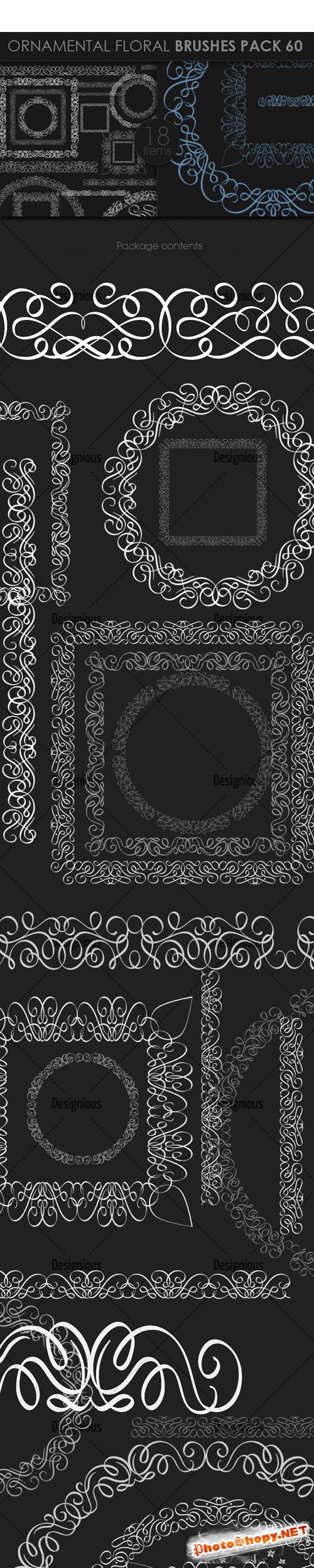 Ornamental Floral Photoshop Brushes Pack 60