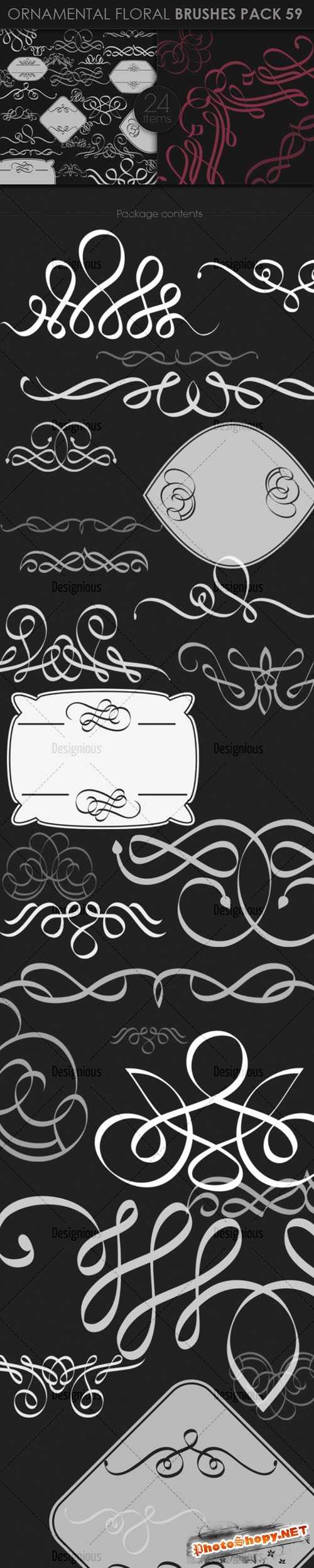 Ornamental Floral Photoshop Brushes Pack 59