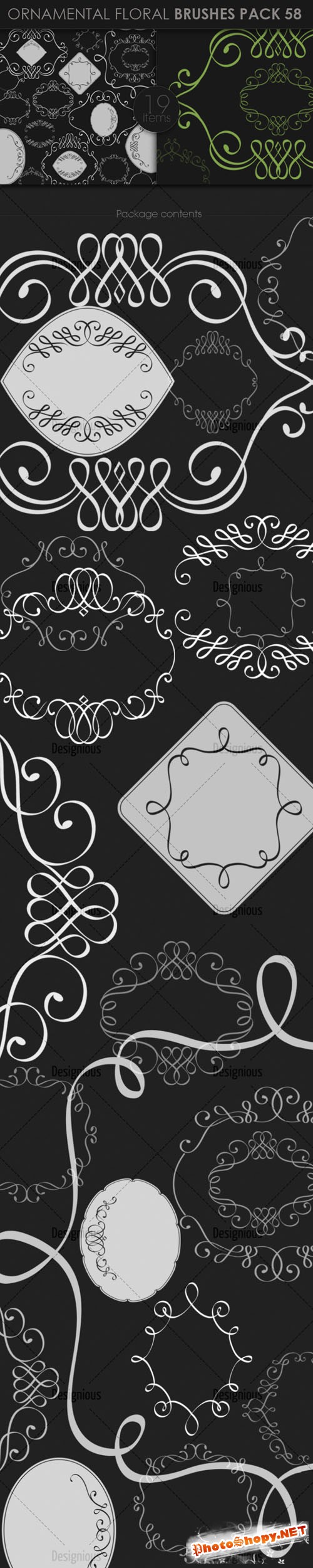 Ornamental Floral Photoshop Brushes Pack 58