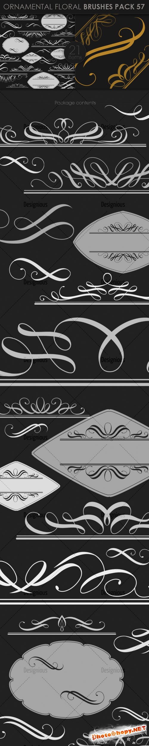 Ornamental Floral Photoshop Brushes Pack 57