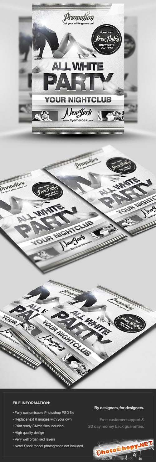 All White Party Flyer/Poster PSD Template