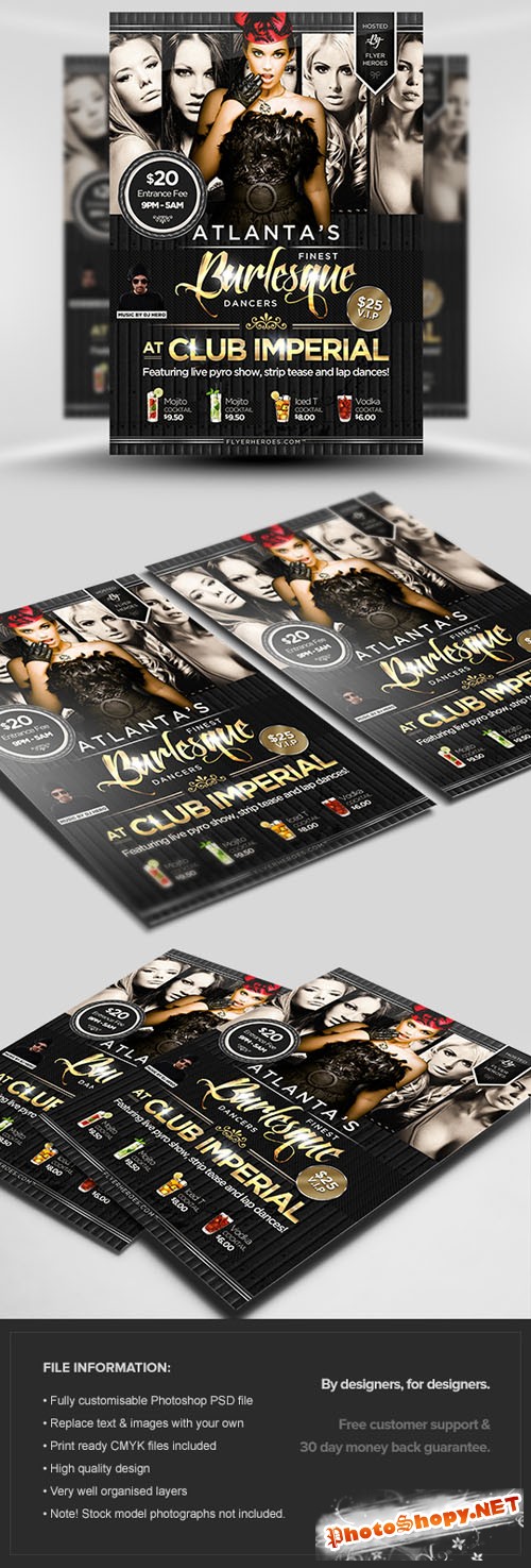 Burlesque Flyer/Poster PSD Template