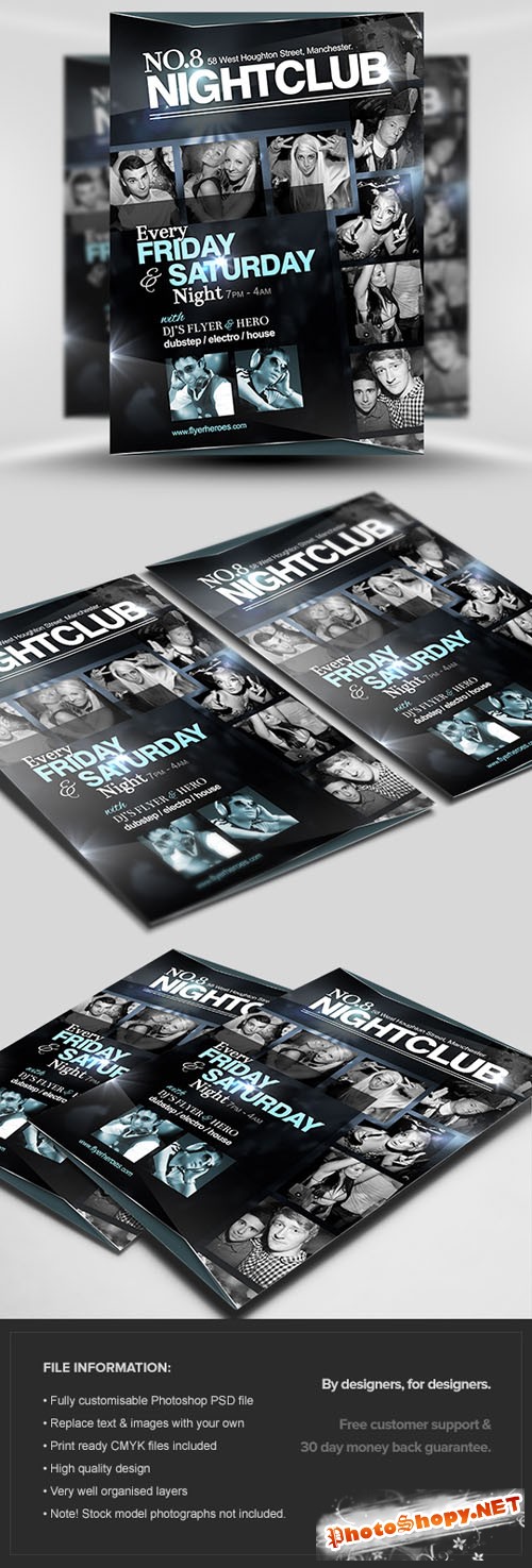 No.8 Nightclub Flyer/Poster PSD Template