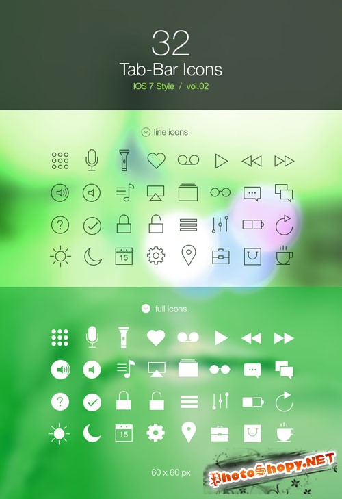 Pixeden - Tab Bar Icons iOS 7 Vol2
