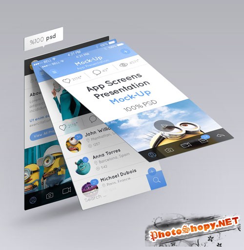 Pixeden - Perspective App Screens Mock-Up 3