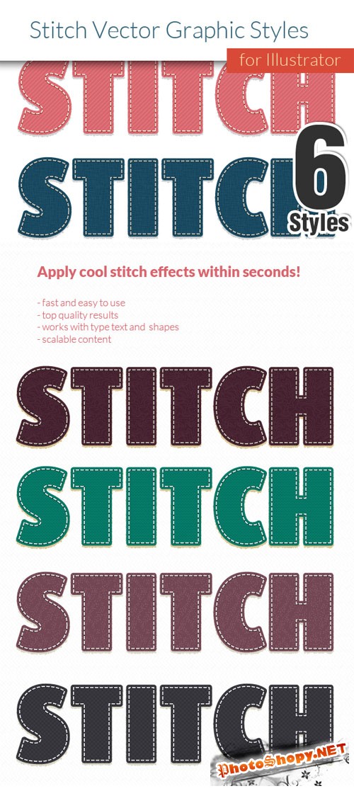 Designtnt - Stitch Effect Vintage Style for Illustrator