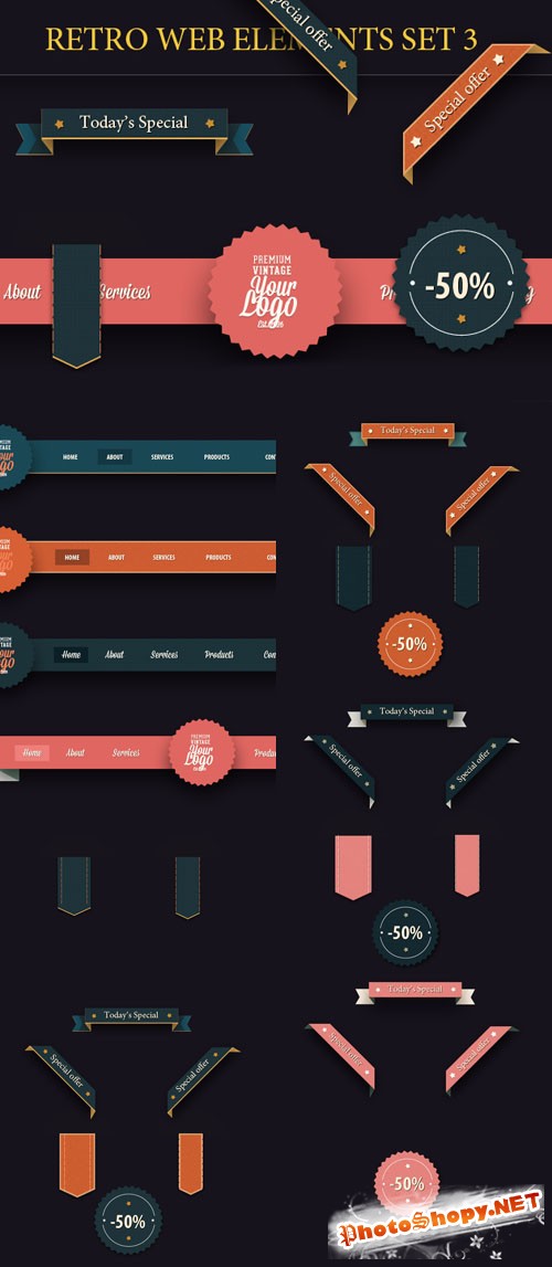 Designtnt - Retro Web Elements Set 3