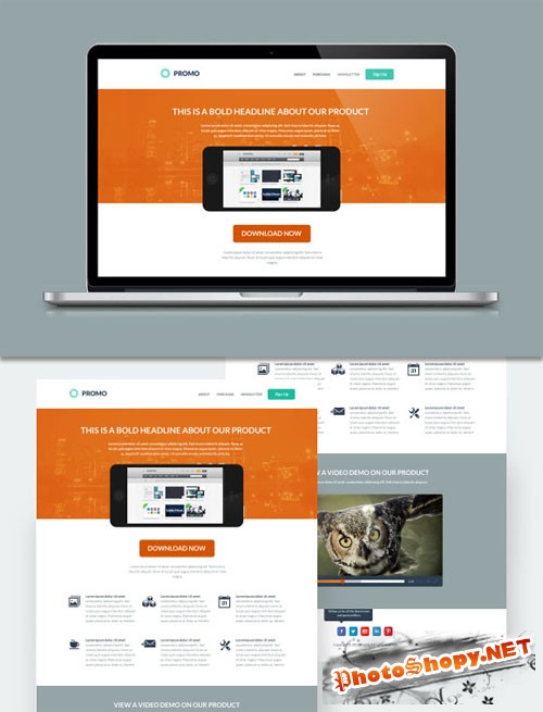 WeGraphics - Promo - Flat Style Landing Page PSD