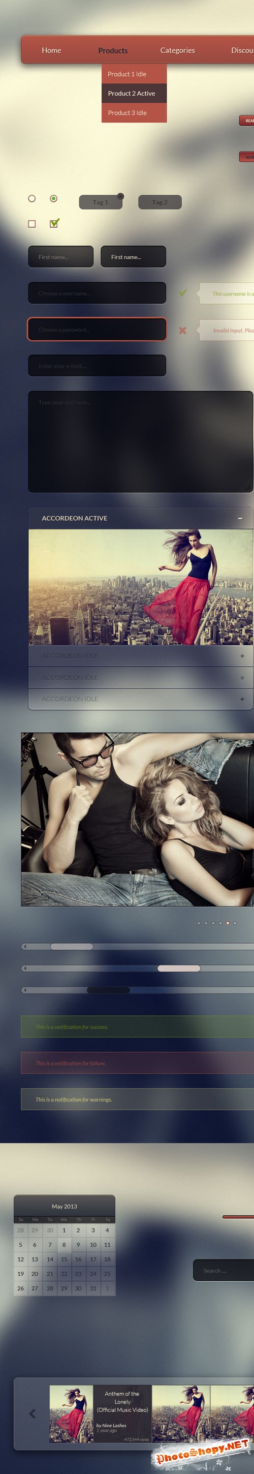 Transparent UI Kit PSD Template