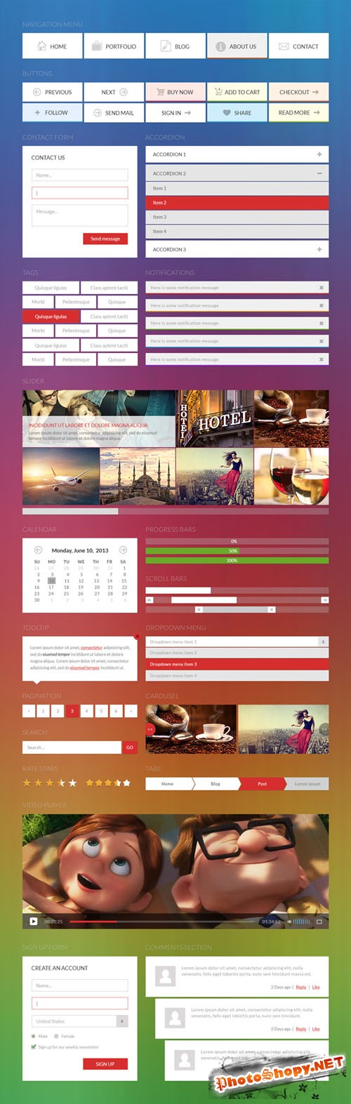 Metro UI Kit PSD Template