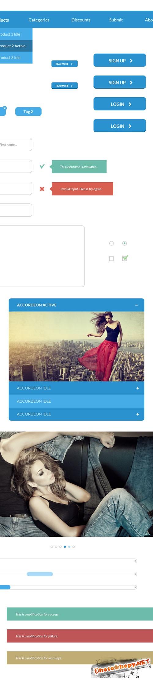 Flat UI Kit PSD Template