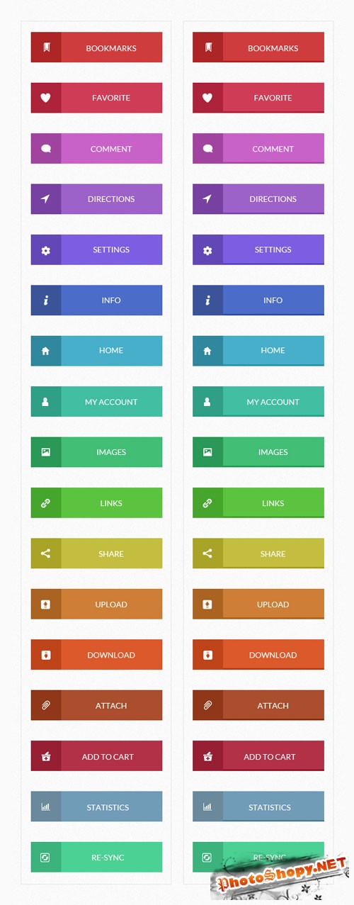 Flat Buttons PSD Web Elements Set 1