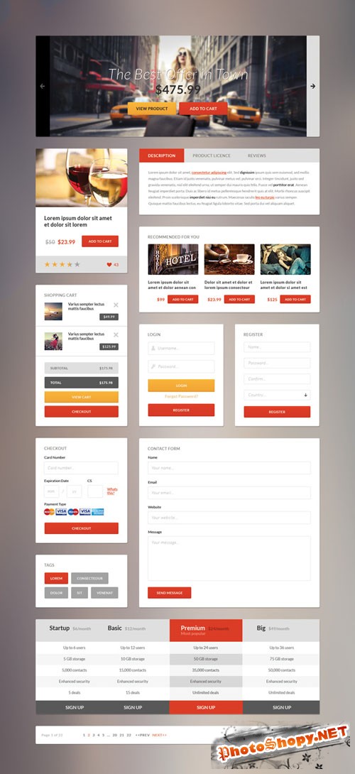 E-Commerce Flat PSD UI Kit