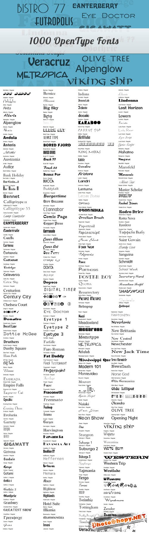 1000 Open Type Fonts