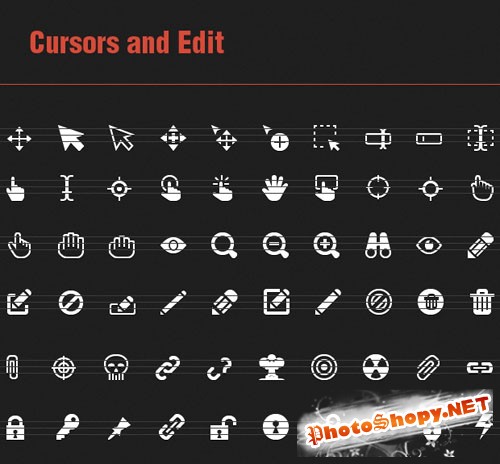 60 Vector Icons with Cursors and Edit