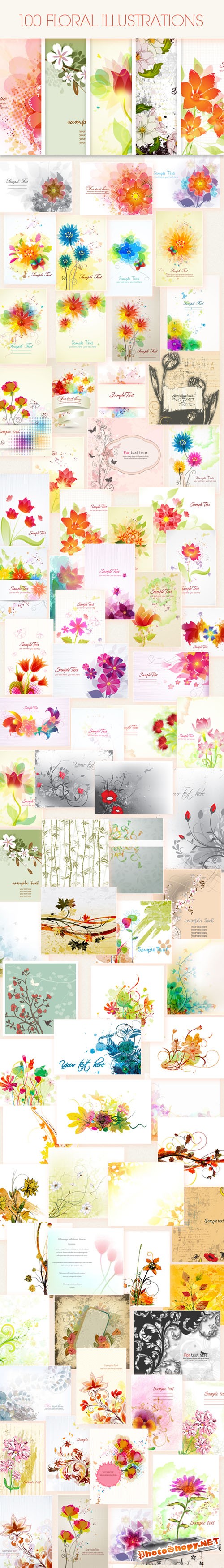 100 Floral Vector Illustrations