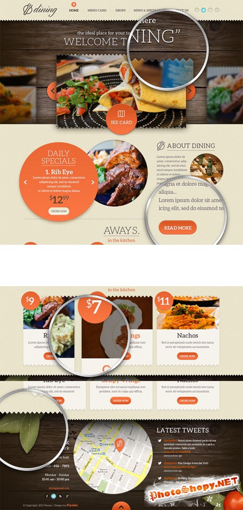 Pixeden - Dining Restaurant Psd Template
