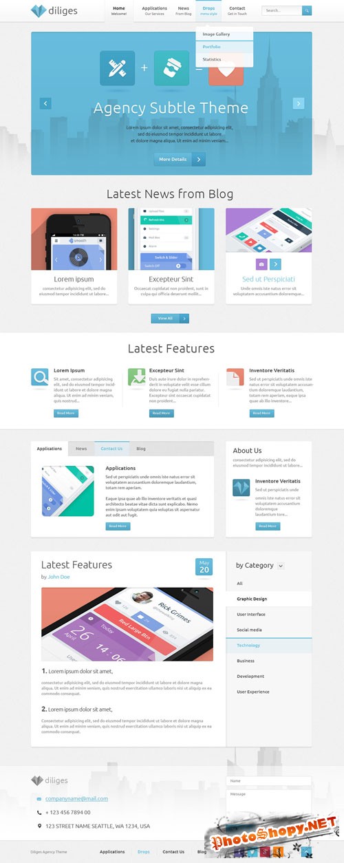Pixeden - Diliges Agency Psd Web Template