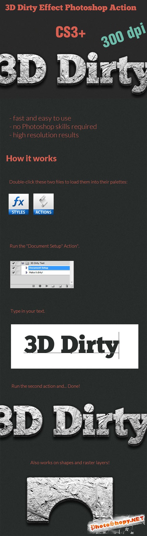 Designtnt - 3D Dirty Effect Ps Text Styles