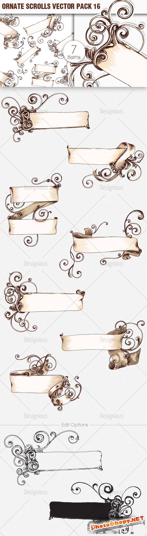 Ornate Scrolls Photoshop Vector Pack 16